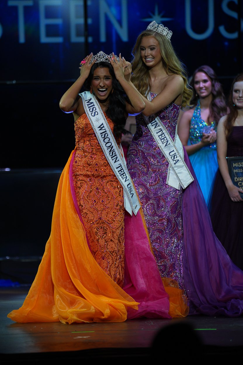 Leia Rios reacting to winning Miss Wisconsin Teen USA